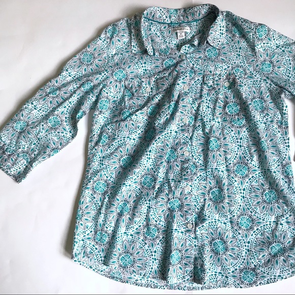 3/$15 Mandala Pattern Button Down Relaxed Cotton Shirt - Picture 1 of 7